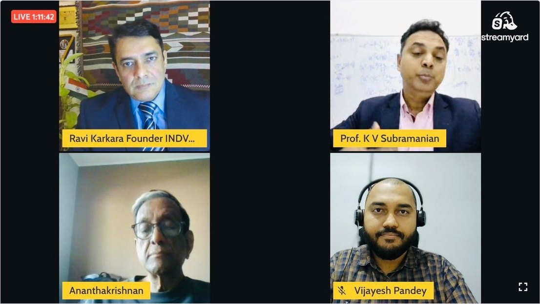 Live broadcast of the India 2047 Leaders Talk with Prof. Krishnamurthy V. Subramanian in conversation with host Ravi Karkara.